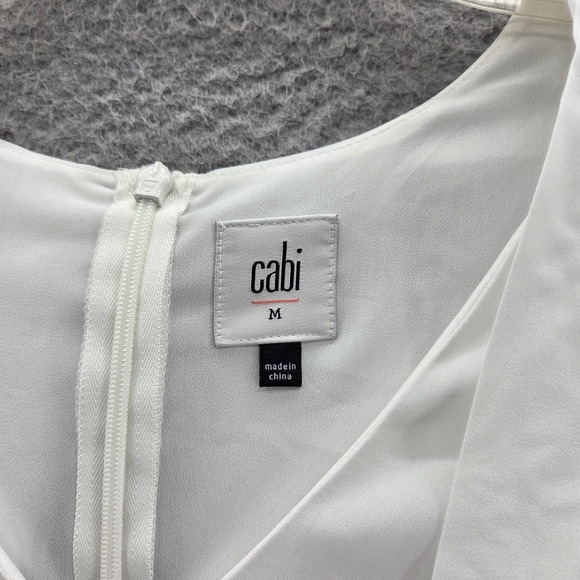 Cabi Womens Indulge Tunic Top Medium Ivory Layered V-Neck Lightweight Drape - Picture 6 of 13